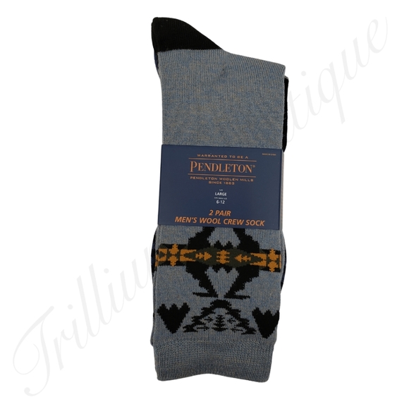 Pendleton Men's Wool Blend Crew Socks Size Large Fits Shoe Size 6-12 (2 Pairs) - Picture 1 of 2